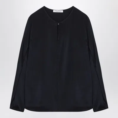 Max Mara Midnight Blue Silk Blend Blouse