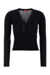 Max Mara Midnight Blue Silk Blend Potus Cardigan In Black