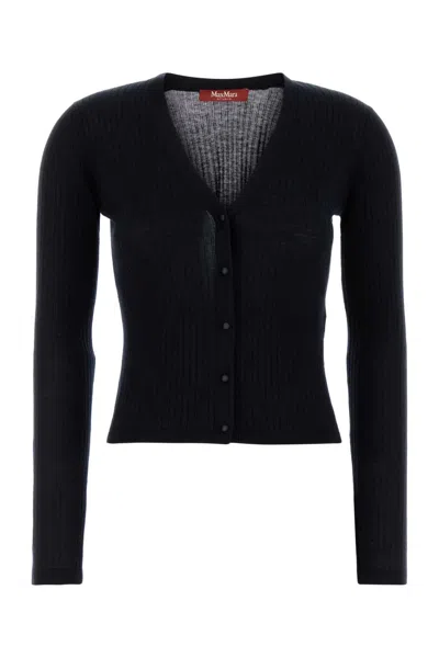 Max Mara Midnight Blue Silk Blend Potus Cardigan In Black