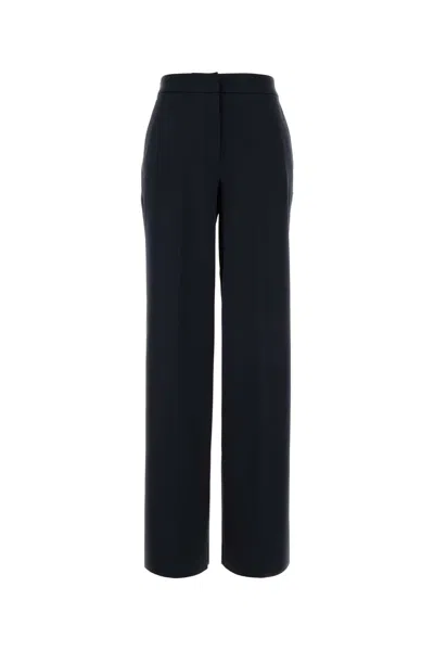 Max Mara Midnight Blue Stretch Cotton Orche Wide-leg Pant