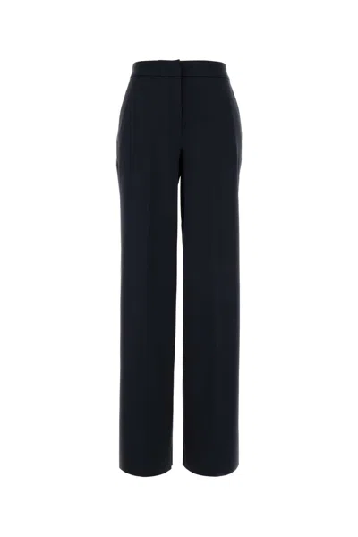 Max Mara Midnight Blue Stretch Cotton Orche Wide-leg Pant In Black