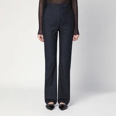 MAX MARA MAX MARA MIDNIGHT BLUE TROUSERS IN COTTON DENIM EFFECT