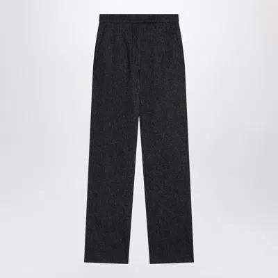 Max Mara Midnight Blue Trousers In Cotton Denim Effect In Black
