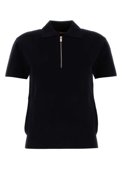 Max Mara Midnight Blue Viscose Blend Teti Polo Shirt In Black