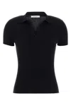 Max Mara Navy Blue Virgin Wool Albero Knit Ribbed Polo In Blue
