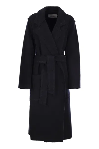 Max Mara Midnight Blue Wool Blend Jene Coat In Black