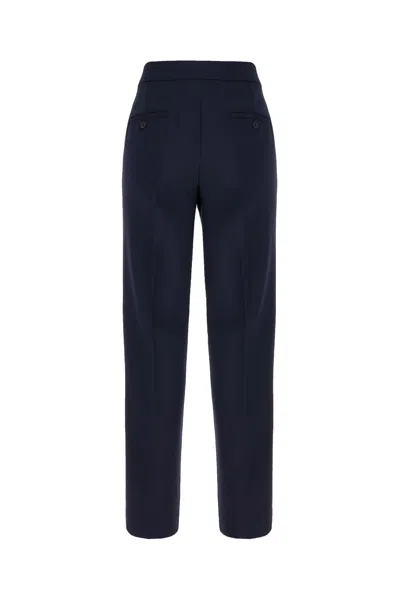 Max Mara Midnight Blue Wool Blend Pants In Blu Marino
