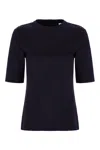 Max Mara Peter Wool T-shirt With Embossed Frontal Logo In Blu
