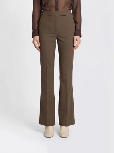 Max Mara Mid-rise Straight-leg Tailored Linen-blend Trousers In Brown