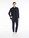 Max Mara Milano-knit Cotton Trousers In Navy