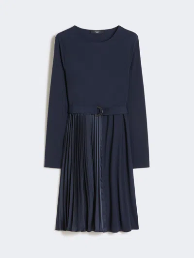Max Mara Milano-knit Jersey Dress In Blue