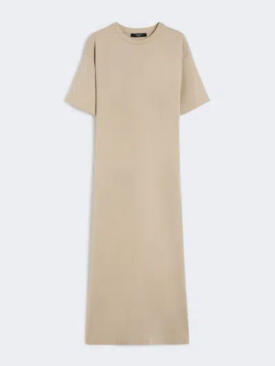 Max Mara Milano-knit Long Jersey Dress In Brown