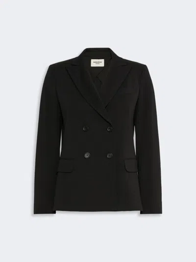 Max Mara Milano-knit Double-breasted Jersey Blazer In Black