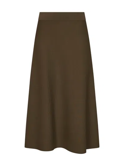 Max Mara Milano-knit Viscose Crepe Flared Skirt In Green