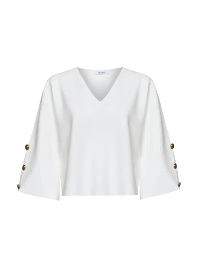 Max Mara Milano-knit Viscose Crepe Sweater In White