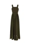 Max Mara Military Green Cotton And Silk Jumpsuit In 034
