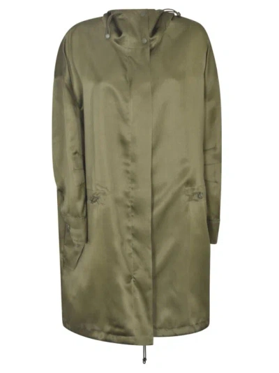 Max Mara Military Green Silk Organza Coat