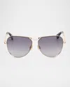 Max Mara Miller-2 Metal Aviator Sunglasses In Gold