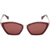 Max Mara Miller 54mm Round Sunglasses In Burgundy