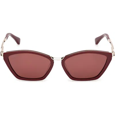 Max Mara Miller 54mm Round Sunglasses In Burgundy