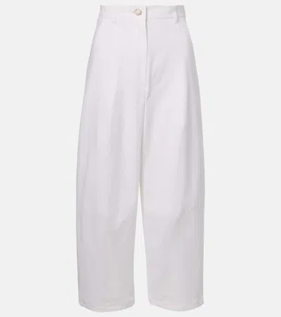 Max Mara Weite Hose Mina Aus Einem Baumwollgemisch In Weiss