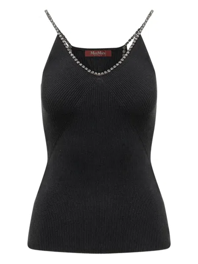 Max Mara Mina Ribbed Top In 黑色
