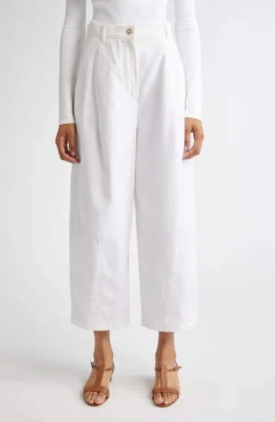 Max Mara Mina Wide Leg Crop Stretch Denim Trousers In White