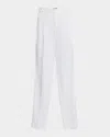 Max Mara Mincio Pleated Cropped Viscose Pants In White