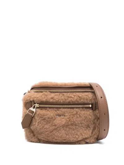 Max Mara Teddy Shearling Crossbody Bag In Brown