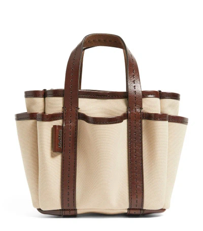 Max Mara Mini Canvas-leather Tote Bag In Beige