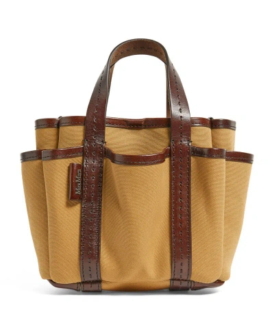 Max Mara Mini Canvas-leather Tote Bag In Brown