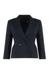 Max Mara Women Blue Doube Breasted Crop Blazer In Blue
