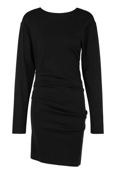 Max Mara Mini Draped Dress In Black
