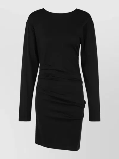 Max Mara Mini Dress Ruched Detail Long Sleeves In Black