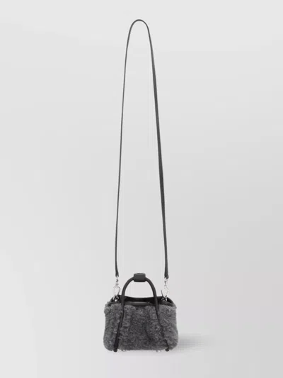 Max Mara Mini Faux Fur Cross-body Bag In Grey