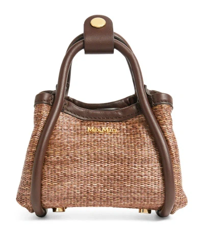 Max Mara Mini Jacquard Top-handle Bag In Brown