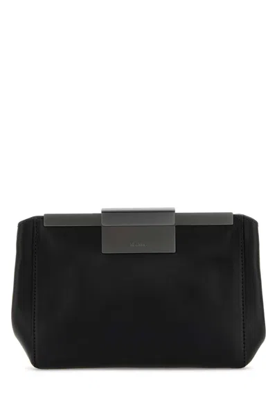 Max Mara Mini Leather Belt Handbag, 22 Cm X 16 Cm X 5 Cm In Black