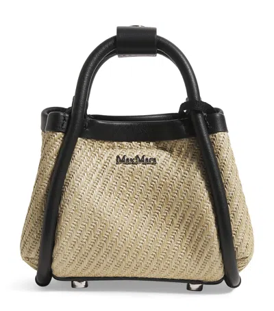 Max Mara Mini Raffia Marine Top-handle Bag In White