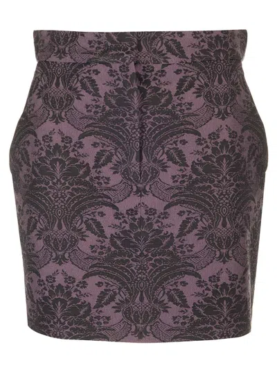 Max Mara Mini Skirt In Jacquard Wool Skirts Violet