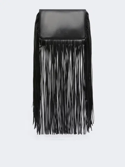 Max Mara Mini Soffy Bag In Nappa With Fringes In Blue