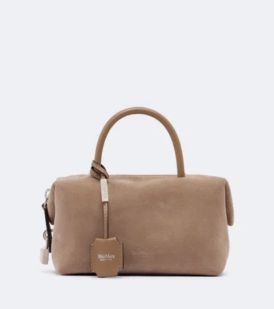 Max Mara Mini Suede Top-handle Bag In Beige