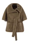 Max Mara Maxmara Women Amato - Teddy Fabric Hood With Belt In Brown