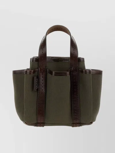 Max Mara Mini Tote Bag Contrast Stitching In Green