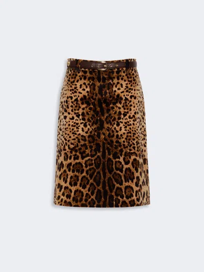 Max Mara Minijupe Évasée En Velours Imprimé In Brown