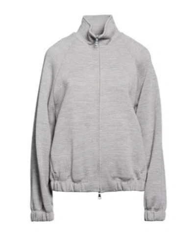 Max Mara Minimal Knit Cardigan In Gray