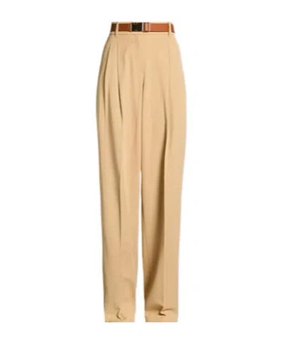 Max Mara Minimal Loose Long Pants In Neutral