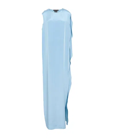 Max Mara Minimal Satin Maxi Dress In Blue