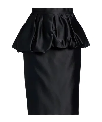 Max Mara Minimal Satin Midi Skirt In Black