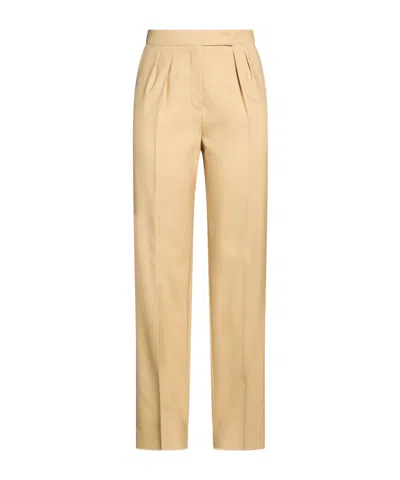Max Mara Minimal Straightleg Trousers In Neutral