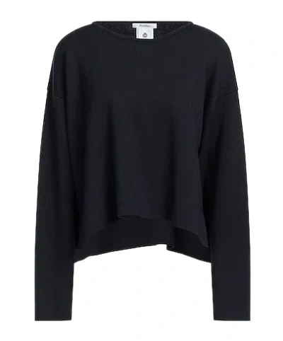 Max Mara Minimal Wool Knit Sweater In Black